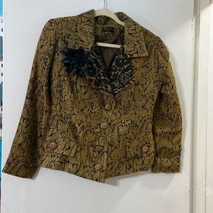 Raffael Couture Women’s jacket & skirt set black and gold custom made in Italy